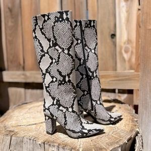 INC Women's Paiton Natural Snake Block Heel Boot